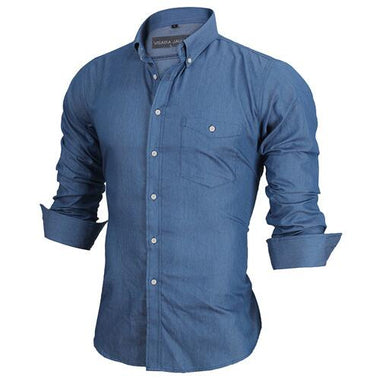 VISADA JAUNA 2019 Men‘s Solid Color Long-Sleeved Shirt  Slim Fit  Fashion Business Casual Male Shirts Big Size 2XL N5040