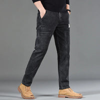 Fashion Print Six-Pocket Jeans Small Straight Cut Style Men's Casual Comfortable Fit Clothing