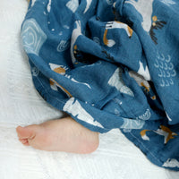 HappyFlute Baby Muslin Swaddle 100% Cotton Summer Soft Cute Print Baby Blanket 120*110CM