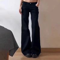 Women's Black Gothic Baggy Jeans Harajuku Y2k Aesthetic Print Denim Trousers Korean Jean Pants Vintage 2000s Clothes Design