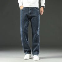 2025 New Spring and Autumn Men's Jeans, Loose, Comfortable, Straight, Business Casual, Versatile Wide-leg Business Trousers