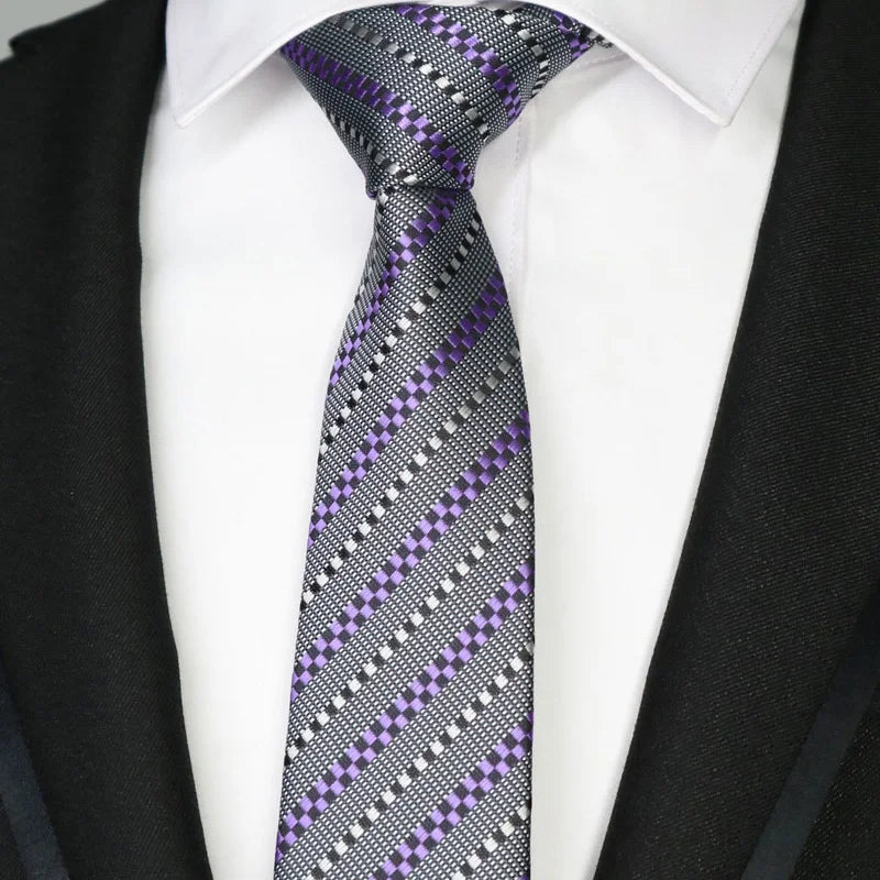 New Slim Narrow Skinny 6CM Mens Necktie Neck Ties For Man Plaids Polka Dot Stripes Jacquard Cravat Business Party Corbatas