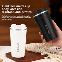 Durable Vacuum Insulated Coffee Travel Cup Stainless Steel Thermos Leak Proof Double Wall Matte Design Keeps Drinks Hot Cold