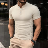 2025 Men's Summer Short Sleeve Polo Breathable Comfortable Polo Casual Solid Color Shirt Button T-Shirts Dropshipping