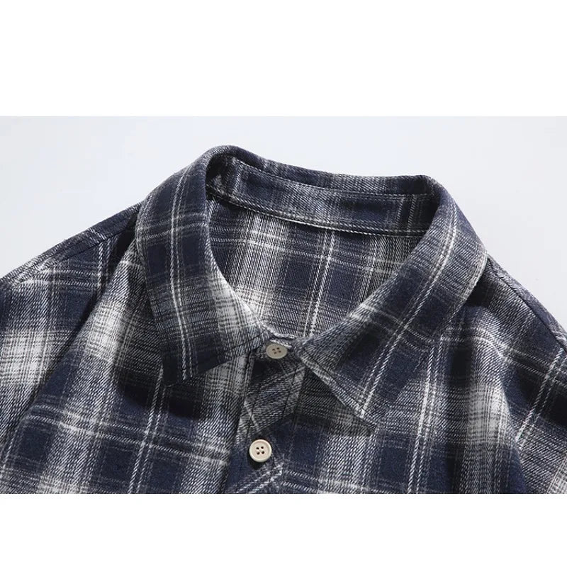 Mens Shirts Men Clothing Retro Plaid Long Sleeve Shirt For Men Big Size Casual Shirt  Top For Spring Autumn Season