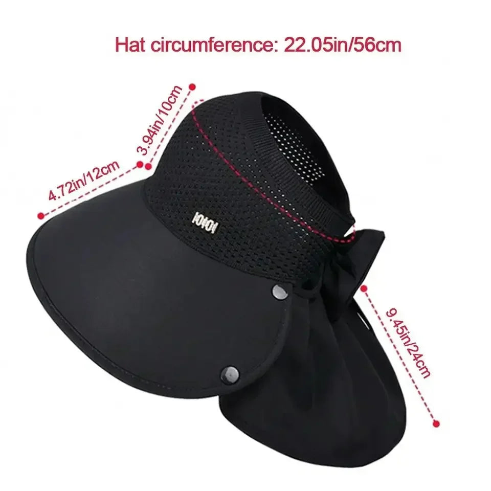 1Pcs Outdoor Sun Bucket Hat for Women Girls Fishing Hiking Wide Brim Bucket Hat with Neck Cover 360° Protection Sunscreen Caps