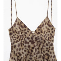 MUJER 2025 Tulle Mini Dress Woman Leopard Print Slip Dress Women Sexy Backless Short Dresses for Women Draped Party Dresses