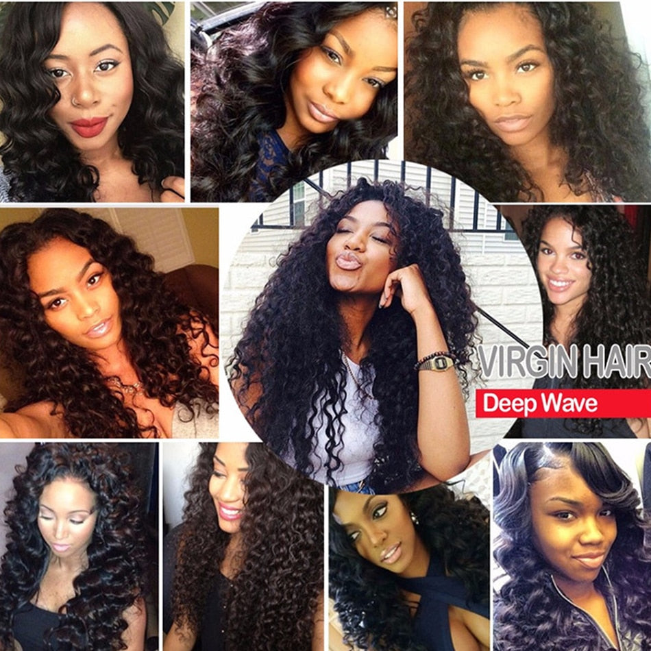 4 Bundles Deal 8-26Inch Loose Deep Wave Tissage Malaisienne Real Human Hair Bundles Remy Peruvian Deep Curly Extensiones Humanas