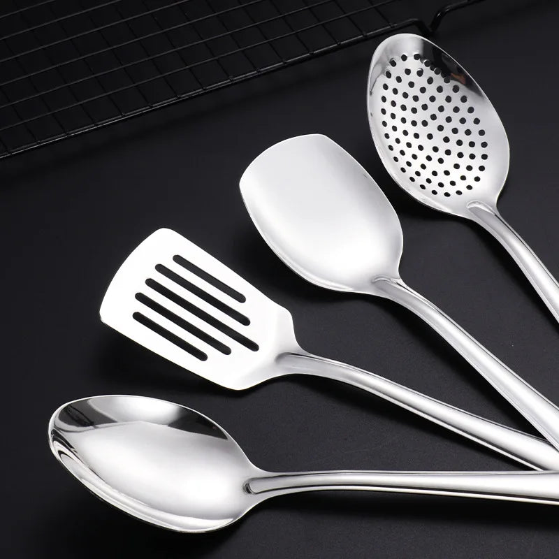 Stainless Steel Serving Shovel Soup Spoon Colander Meat Fork BBQ Tool Home Cookware Set Novel Kitchen Cooking Accessories