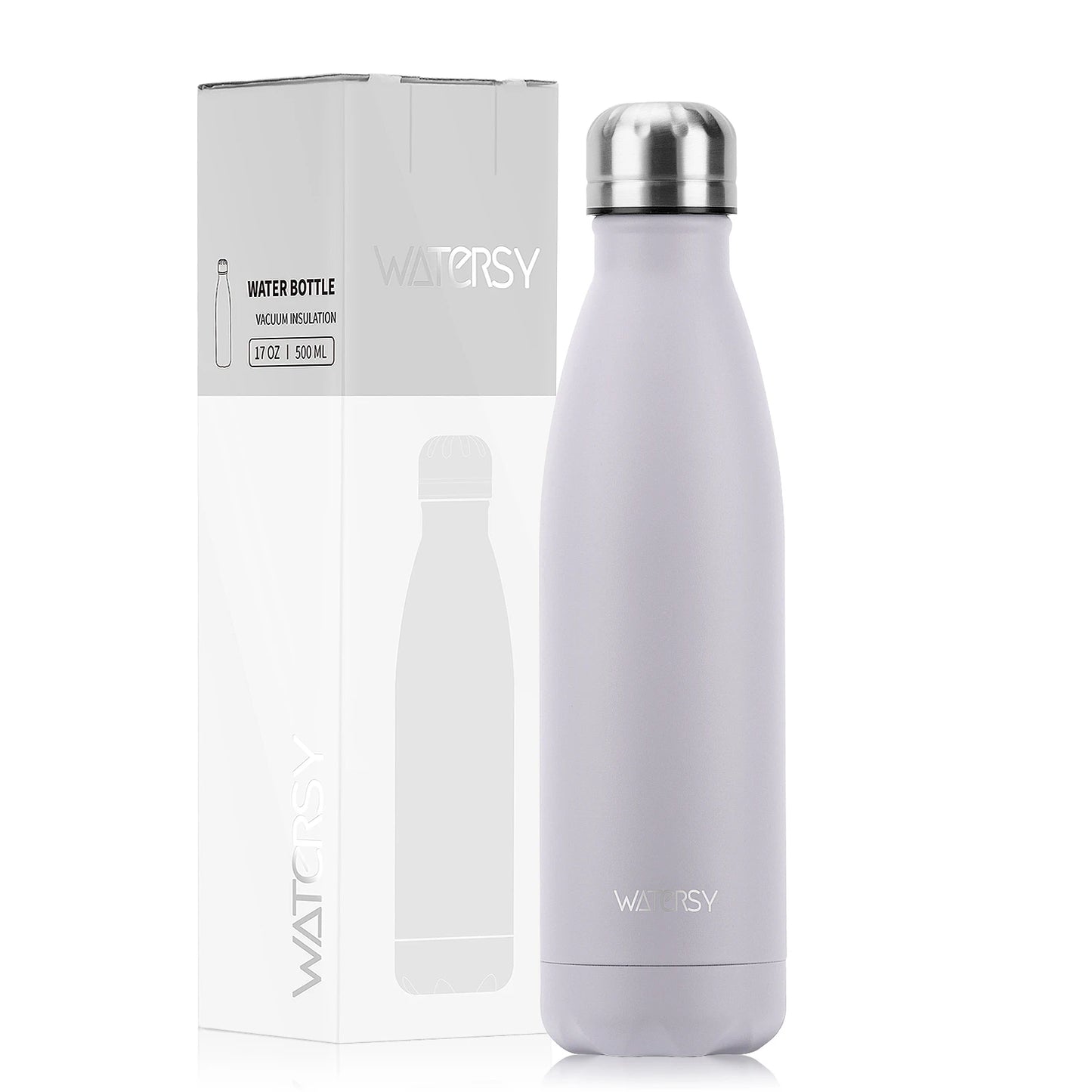 WATERSY 500ml Insulated Water Bottle, Stainless Steel Thermal Leakproof Flask, BPA-Free Double Walled Vacuum Bottle for Sports
