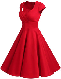 2022 Summer Dresses for Women Short 1950s Retro Vintage Cocktail Party Swing Dresses Party Red Dress