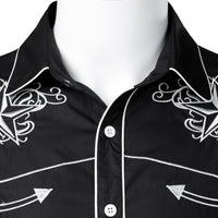 Black Embroidery Shirt Men 2022 Brand New Star Mens Button Down Shirts