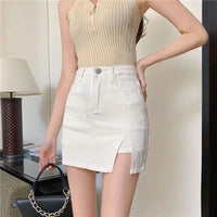 High Waist Denim Mini Skirt with Shorts Women 2023 Summer Korean Style Hip Wrap Culotte Skirts Woman Y2K A Line Skirt Streetwear