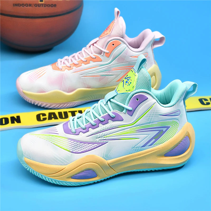 Men's Basketball Shoes Breathable Cushioning Non-Slip Wearable Runing Shoes Gym Training Athletic Basketball Sneakers for Men
