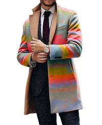 Solid Color Single Breasted Lapel Long Coat Jacket Casual Overcoat Casual Trench Autumn Winter Fashion Men Woolen Coats Trench