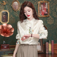 Spring Thin New Chinese Style Embroidery 2025 Long-sleeved Shirt Spring Shirt New Fashion Casual Top