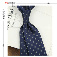 2024 New Brown Polyester Jacquard Men's Neckties 8CM Striped Dots Plaid Business Formal Neck Ties Wedding Party Suit Cravat Gift