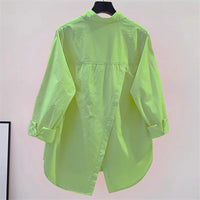 Irregular Back Split OL Casual Elegant All-Match Loose Shirts And Blouses Trend Women Solid Button Pocket Shirt Youthful Clothes