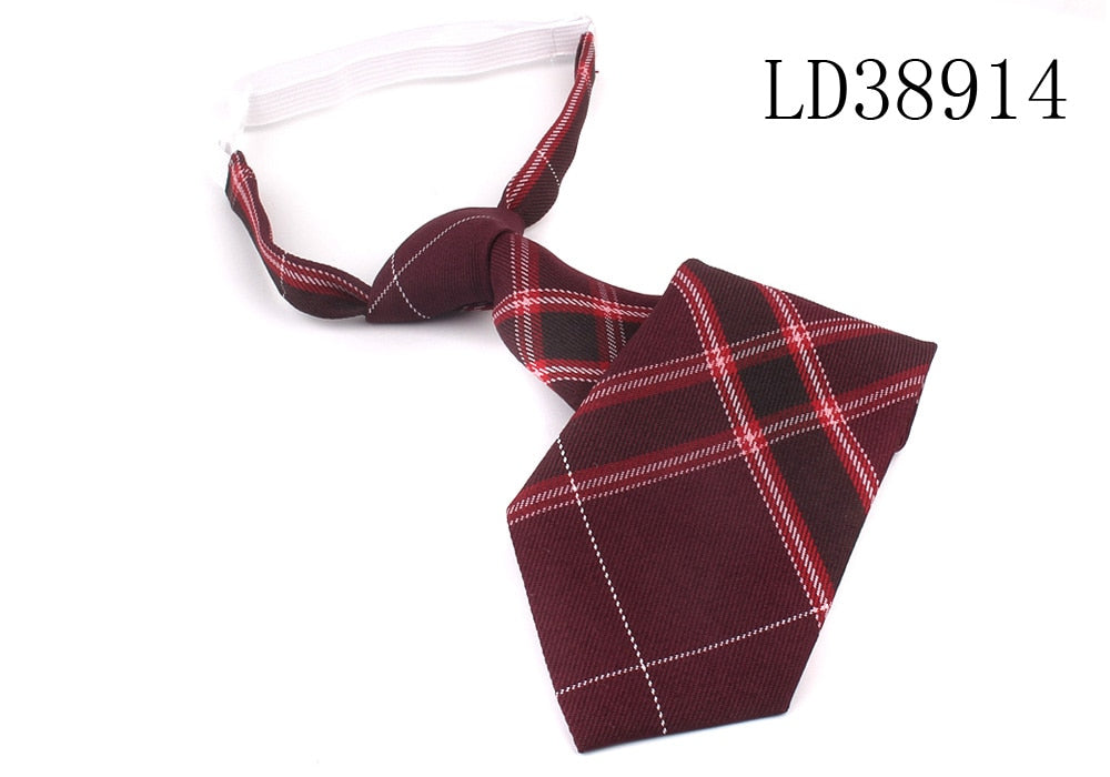 Skinny Ties For Men Women Casual Plaid Necktie Suits Boys Girls Ties Slim Men Necktie Gravatas Simple Lazy person Student Tie