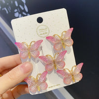 5pcs/set Butterfly Hair Clips Sweet Women Gradient Small Hairpins Mini Baby Girls Cute Colors Barrette Headwear Hair Accessories