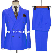 2024 New Design Double Breasted Men Suit Orange Slim Fit Peak Lapel Wedding Suits For Men Prom Blazer Groom Tuxedo Jacket Pants