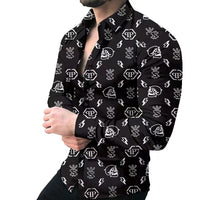 New Fashion luxury Men's Single Breasted Shirt Fall casual black rage print personality trend long sleeve top