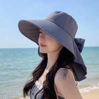 UPF 50+ UV Protection Bow Bucket Hat Portable Sunscreen Outdoor Sun Hat Adjustable Wide Brim Fisherman Cap Summer