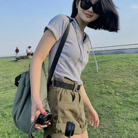 Denim Shorts Women Distressed High Waist Vintage Summer Korean Style Fashion All-match Basic Tender Casual Шорты Женские Летние