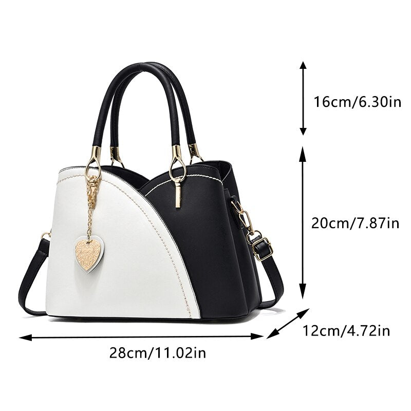 Women Patchwork Handbags PU Leather Purse Block Handle Tote Bags Fashion Large Capacity Stitching Totes Satchel Shoulder Bag New