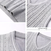 BROWON Men Clothes 2023 Autumn Winter New Classic Slim Sweaters V-neck Sleeveless Sweater Mens Knitwear Sweater Vest for Men