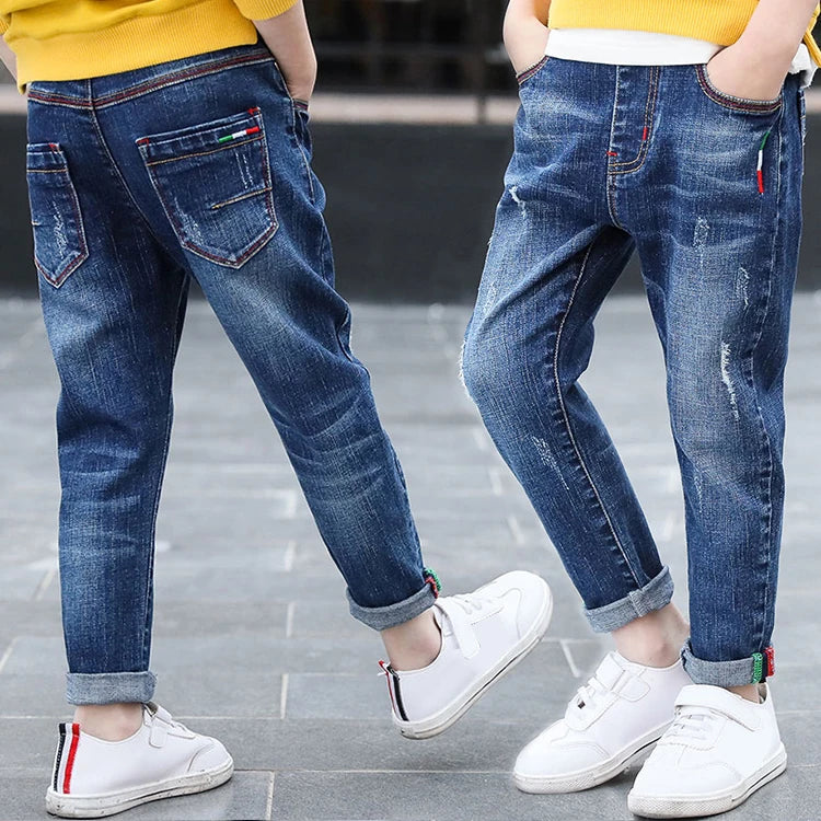 IENENS Boys Jeans Pants Child Denim Long Pants Spring Autumn Clothes 4-11 Years Kids Casual Trousers Young Boy Stretch Jeans
