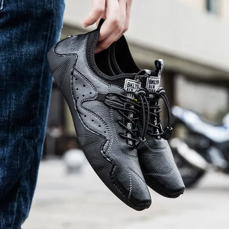 Men's Shoes Fashionable Breathable Comfortable Casual Soled Lace Up Shoes Retro Trendy Versatile Commuting Leather Short Boots