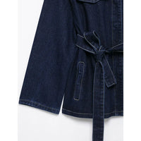 DUOPERI Women Fashion 2 Pieces Sets With Belt Denim  Jackets & Vintage Front Zipper Jeans Trousers Feamle Chic Lady Pants Sets