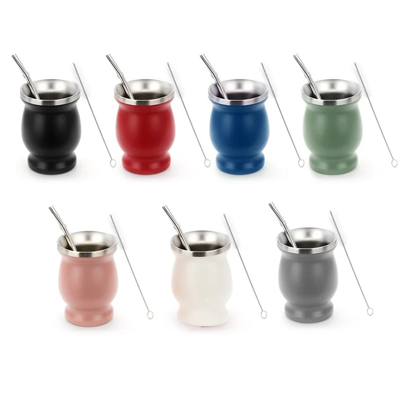 A36T-Stainless Steel Tea Cup Tea Cup Set For Insulated Straw Cup Insulated Simple Cup Durable Pink