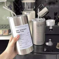 20 Oz Latte Coffee Cup, 304 Stainless Steel Iced Drink Cup with Straw and Lid, Insulated Cup, Cooling Vacuum Drinkware Reusable.