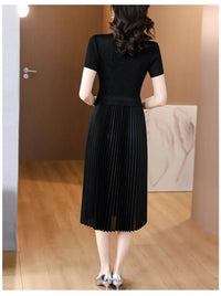 Mike Pleated Magic Dress2023 New Fashion O-Neck Printed Waist Wrapping Show Slim Temperament Celebrity Magic Dress