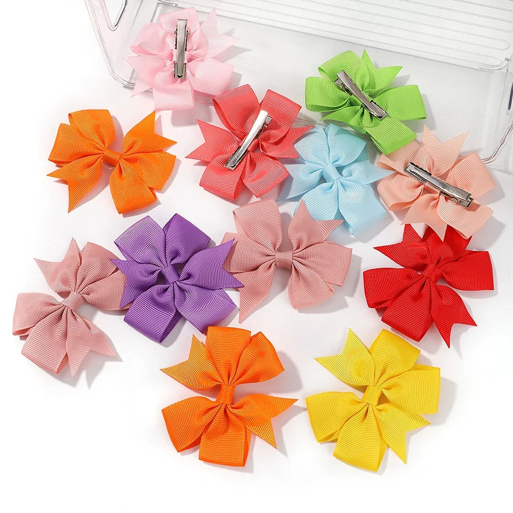 20/40Pcs Sweet Random Candy Color Bow Hair Clip Set for Baby Girls Cute Ribbon Hairpin Kids Headwear Kids Hair Accessories Gifts