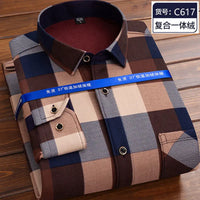 Autumn and Winter Men's Long-sleeved Fleece Shirt Thermal Shirt Plaid Jacket Clothes Men's Clothing Streetwear Men Shirts