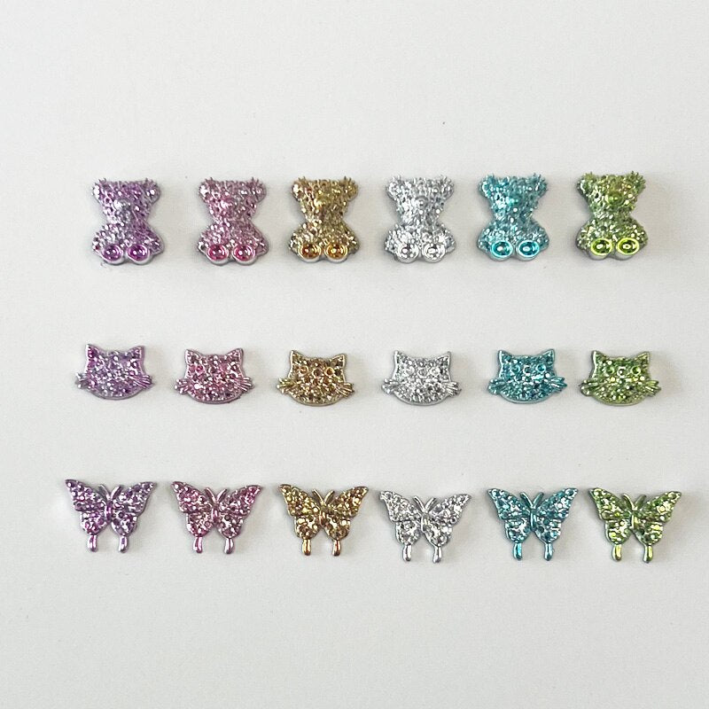 A Box Popular Mixed 3d Nails Art Butterflies Bear Cats Charms DIY  Manicure Decorations Accessories Supplies