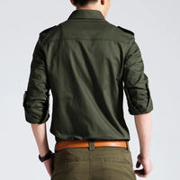 Mens Military Shirts 2025 Autumn Long Sleeve Casual Workwear Pocket Shirts Camisas Slim Solid Male Military Shirts Chemise Homme