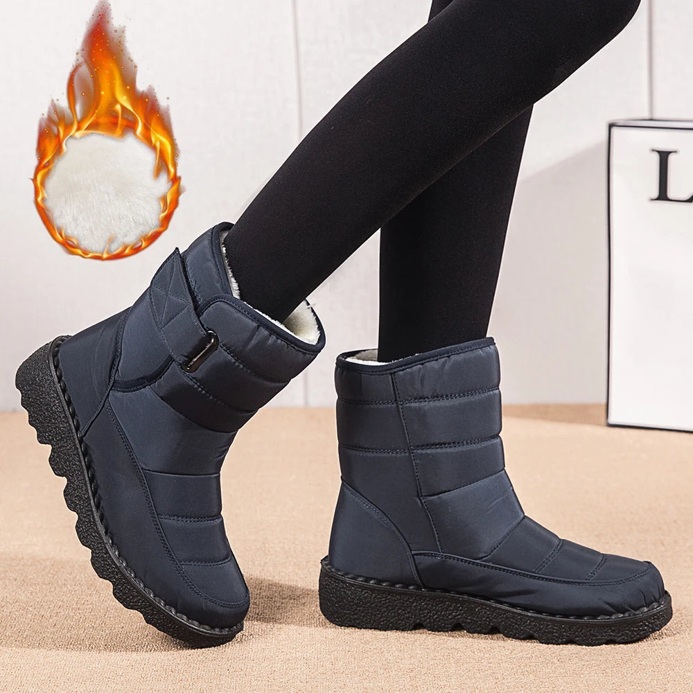 Waterproof Winter Boots for Women 2025 New Faux Fur Long Plush Snow Boots Woman Platform Shoes Warm Cotton Couples Ankle Boots
