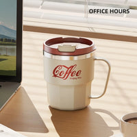 400ml 304 Stainless Steel Coffee Cup Mug with Lid Double-Wall Insulated Cup with Handle & Lid Heat-resistant Drinkware