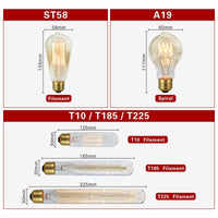 Retro Edison Bulb E27 220V 40W Light Bulb A60 ST58 ST64 T10 T45 T185 G80 G95 Filament Vintage Ampoule Incandescent Spiral Lamp