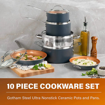 10Pc Pots and Pans Set Nonstick Cookware Set Gray
