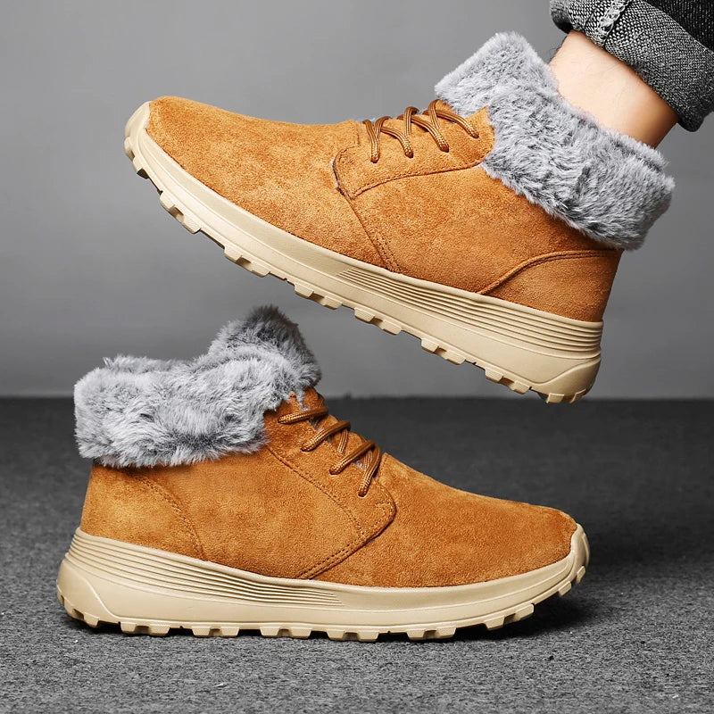 Winter Boots for Men 2025 New Plush Snow Boots Men Ankle Boots Warm Black Couple Cotton Couples Platform Shoes Sneakers