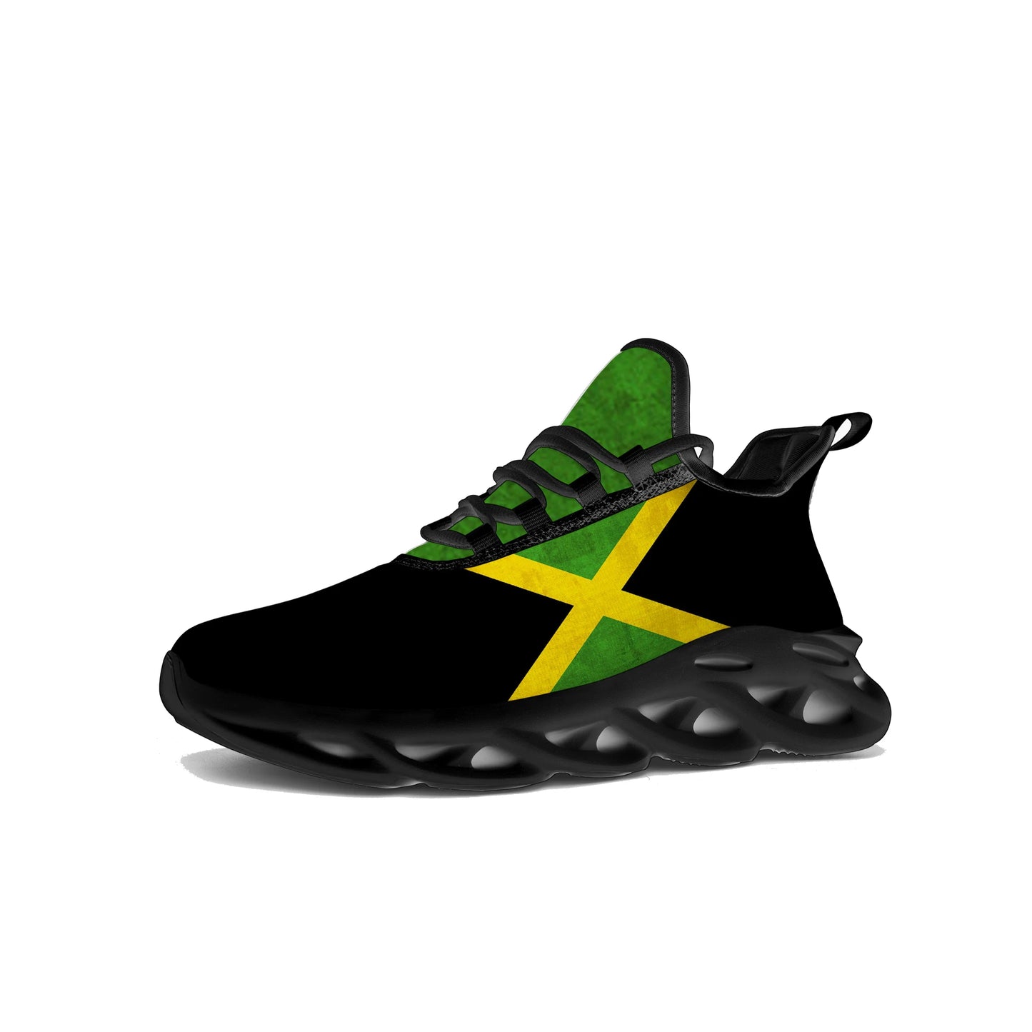 Jamaican Flag Flats Sneakers Mens Womens Sports Jamaica Shoes High Quality Sneaker Lace Up Mesh Footwear Tailor-made Shoe Black