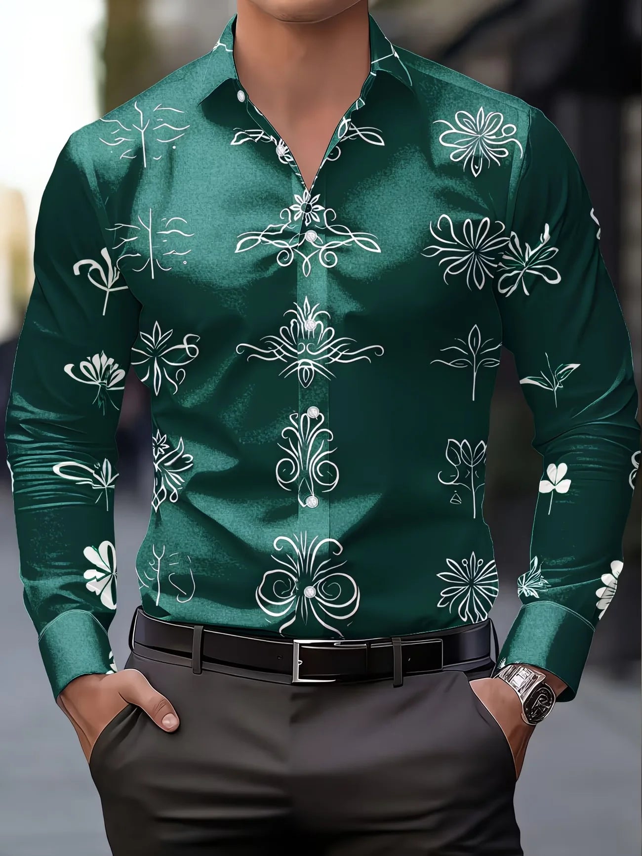 New Van Gogh Starry Sky Sunflower 3D Printed Men's Long Sleeve Shirt with Collar Art Style Shirt Clothing