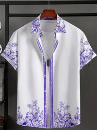 Men's Lapel Button Down Shirt T-Shirt New Floral Print Hawaii Beach Vacation Short Sleeve Breathable Fashion Men's Shirt Tops
