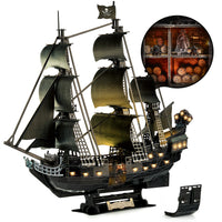 CubicFun 3D Puzzles Ship from PL/US/RU LED Flying Dutchman Pirate Ship Model Queen Anne Revenge Sailboat Titanic Ship Jigsaw