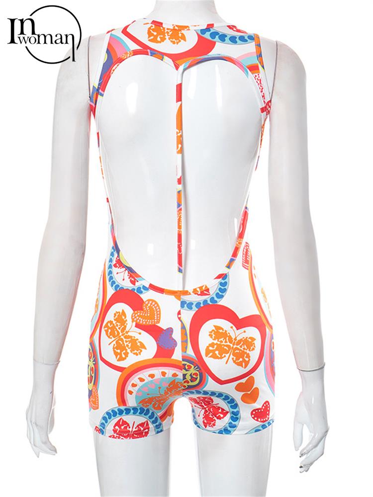 Sexy Summer Y2k Streetwear One Piece Print Playsuit Club Outfit